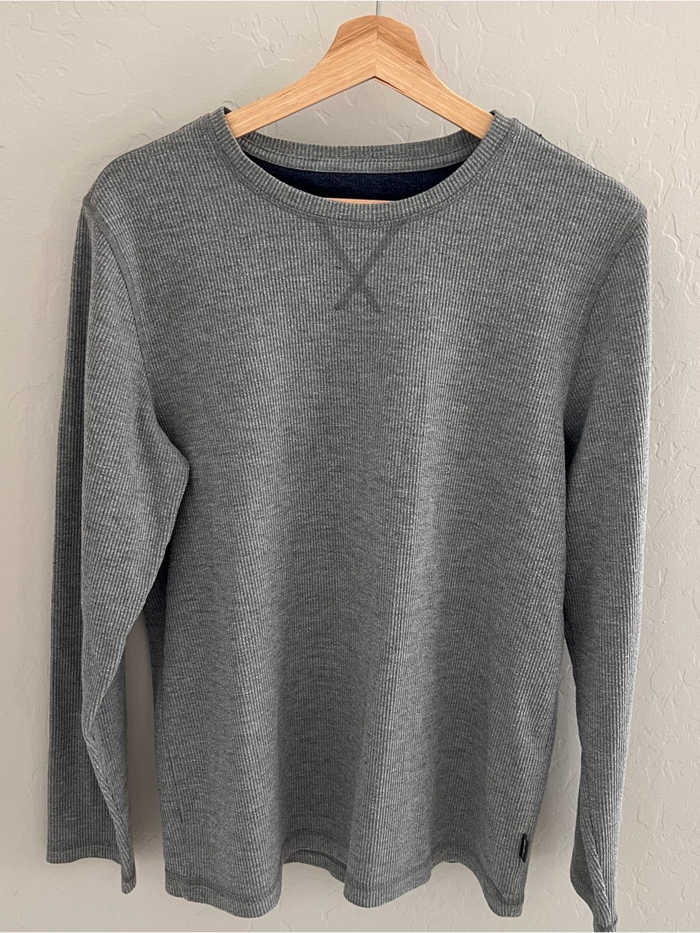 Eddie Bauer Gray Ribbed Crewneck Cozy Winter Layer Waffle-Knit Sweater Unisex M